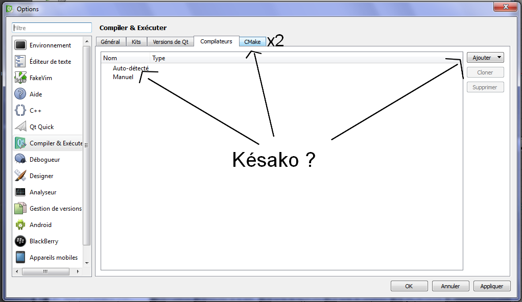 [Qt] Un compilateur pour Qt Creator CodeBlocks est méchant, il veut